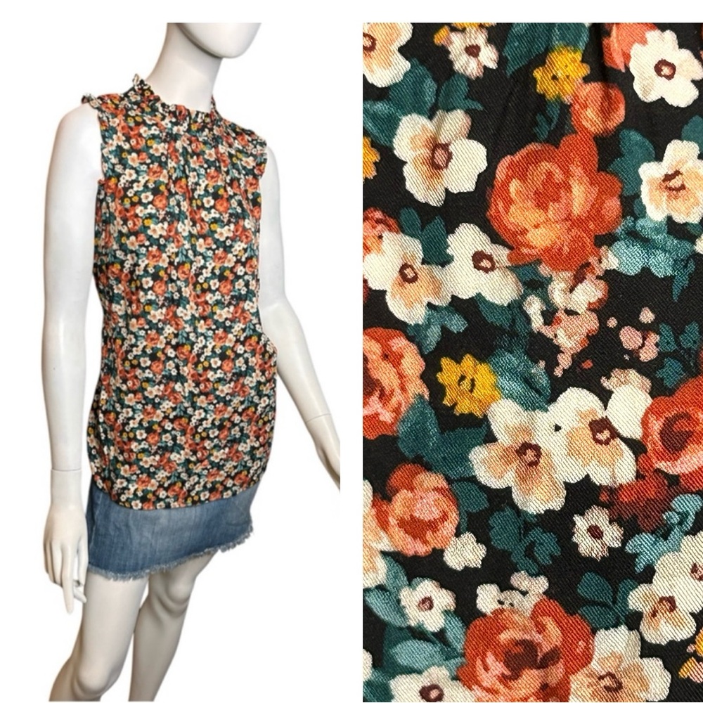 Torrid Women’s Size Large Floral Ruffle Edge Blouse Sleeveless Tank Multicolor